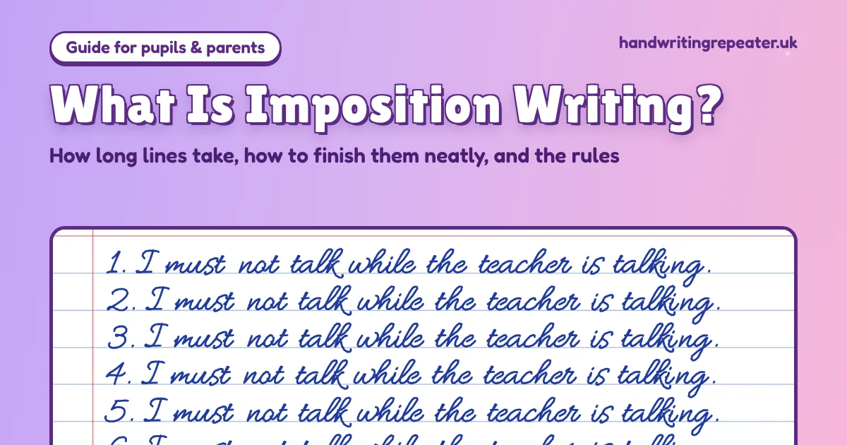 What Is Imposition Writing? guide cover with handwritten lines
